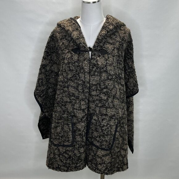 Diesel Jackets & Blazers - DIESEL ILA KNIT JACQUARD JACKET CAPE Coat Poncho Womens BLACK BROWN Sz Small S